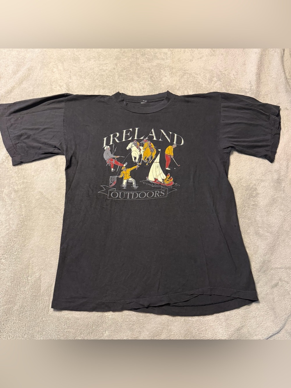 Vintage 80’s Ireland Outdoors Adventures T Shirt Paper Thin Single Stitch Size L